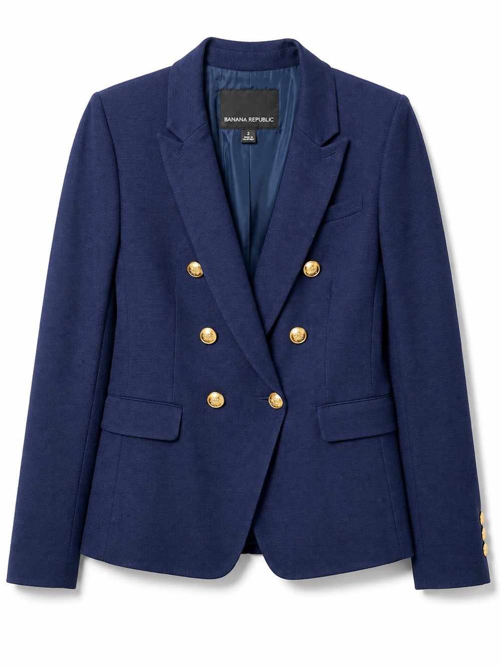 Banana Republic Navy Double-Breasted Blazer with Gold Buttons